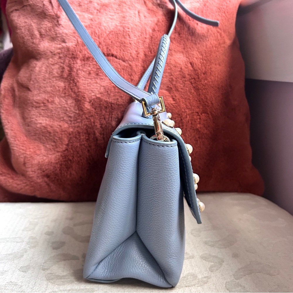 Kate Spade Serrano Place Pearl Shonna Baby Blue Leather Turnlock Flap Crossbody - Picture 4 of 13